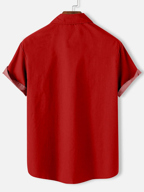 Men's Christmas Cartoon Funny Graphic Short Sleeve Hawaiian Shirt